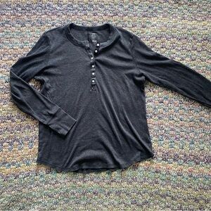 Aerie real soft ribbed Henley grey long sleeve women’s large